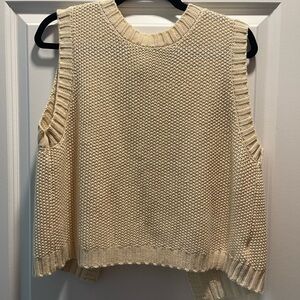 Cream Sleeveless Knit Sweater